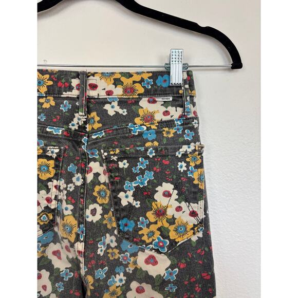 Mother High Rise Faded Floral Kick Flare Jeans in Pushing Daisies 24 - Picture 3 of 9